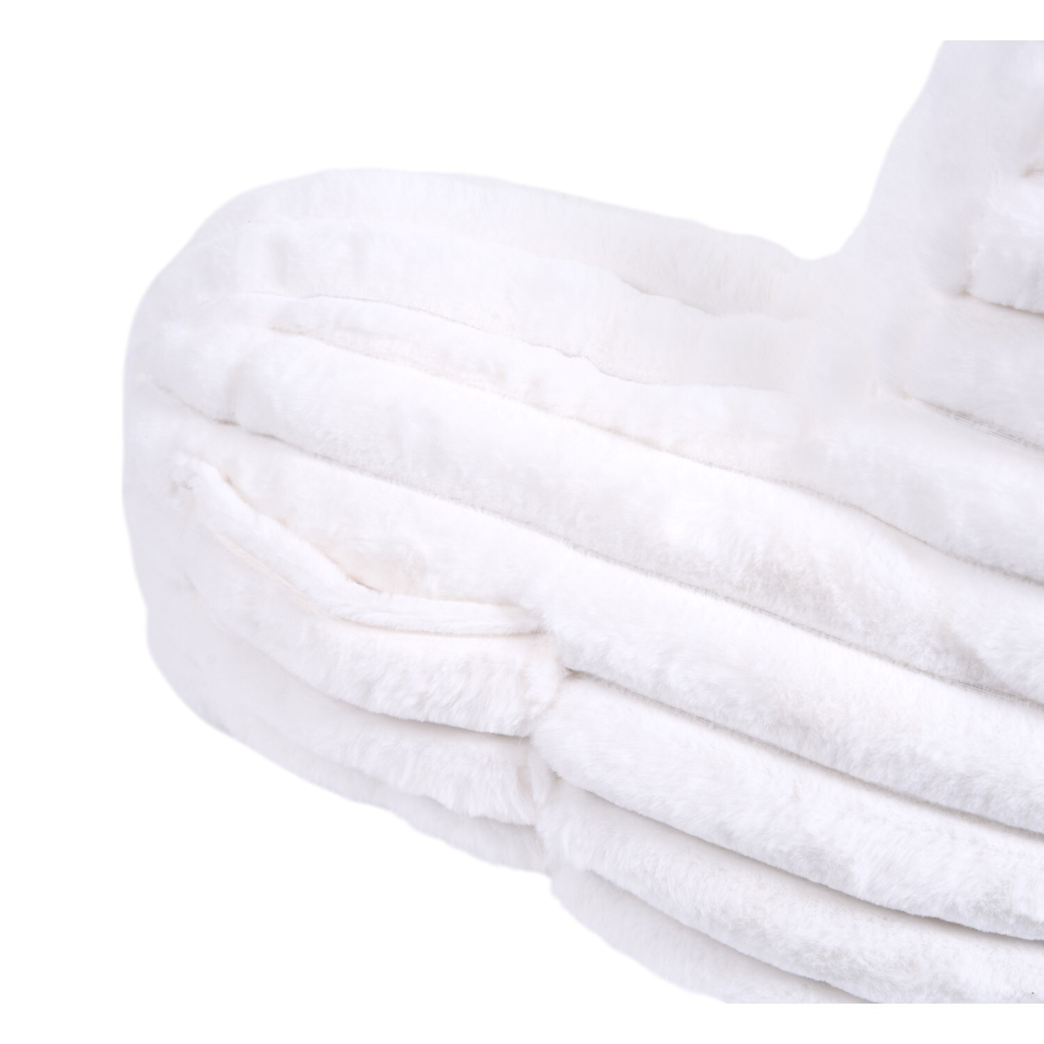 Ribbed Faux Fur Cuddle Chair White Image 5