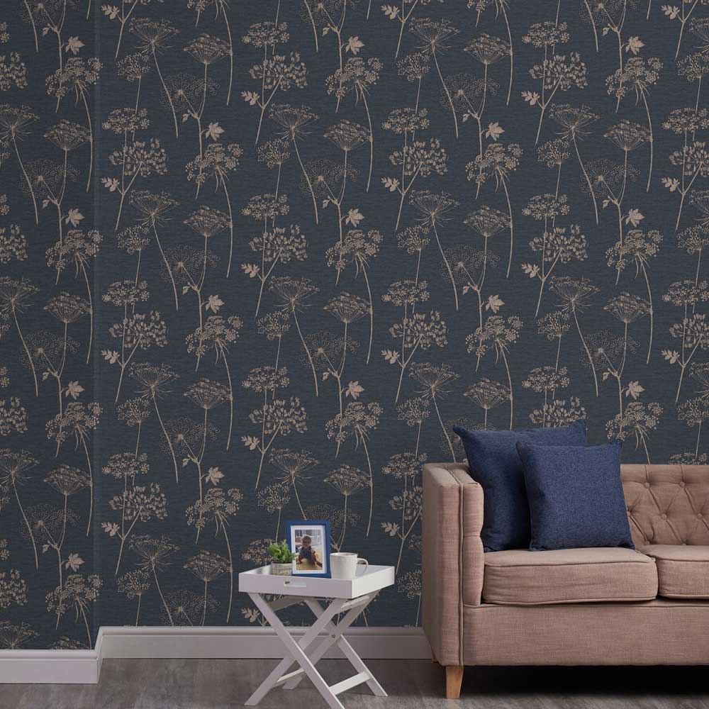 Superfresco Easy Wild Flower Navy Wallpaper Image 3