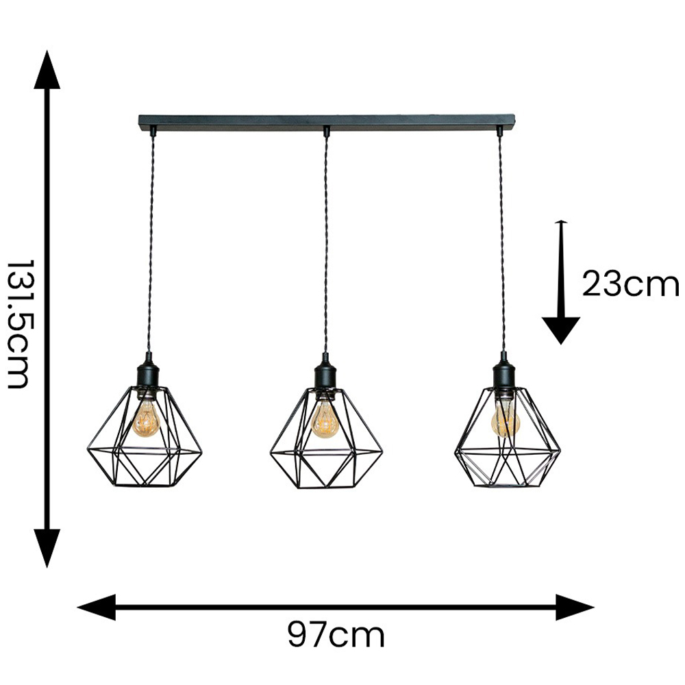 ValueLights Diablo Geometric 3 Drop Diner Bar Matte Black Ceiling LED Pendant Light Image 4