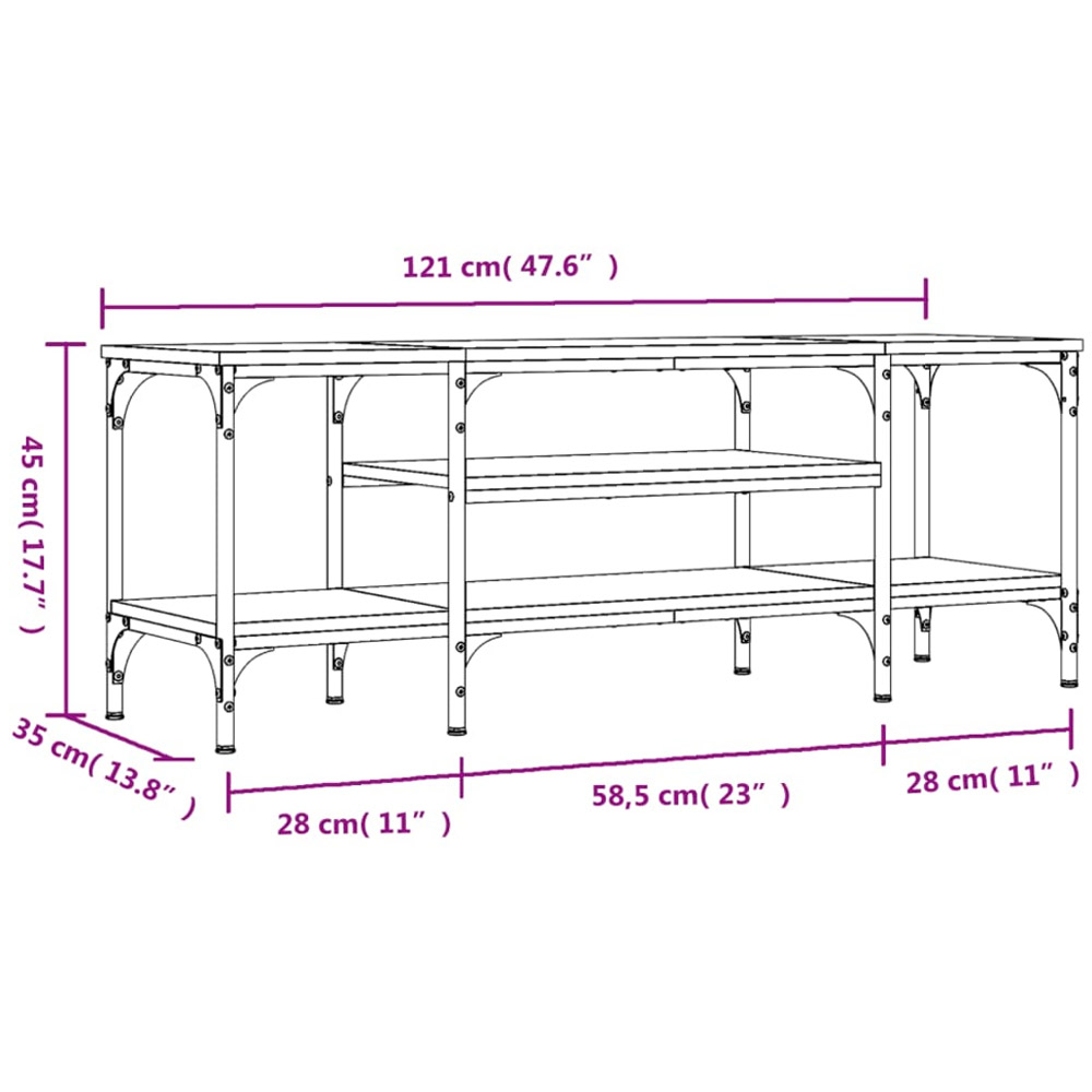vidaXL 2 Shelf Brown Oak TV Cabinet Image 8