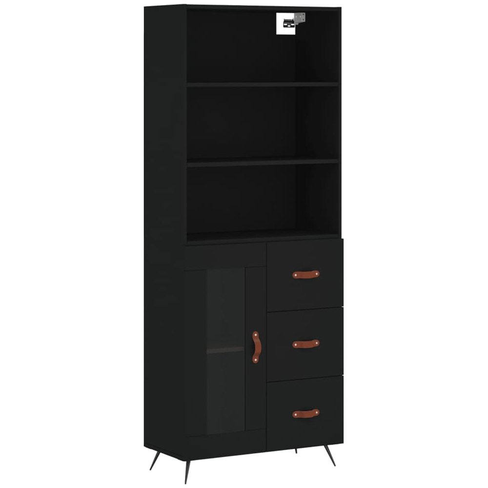 vidaXL Single Door 3 Drawer 5 Shelf Black Highboard Image 2