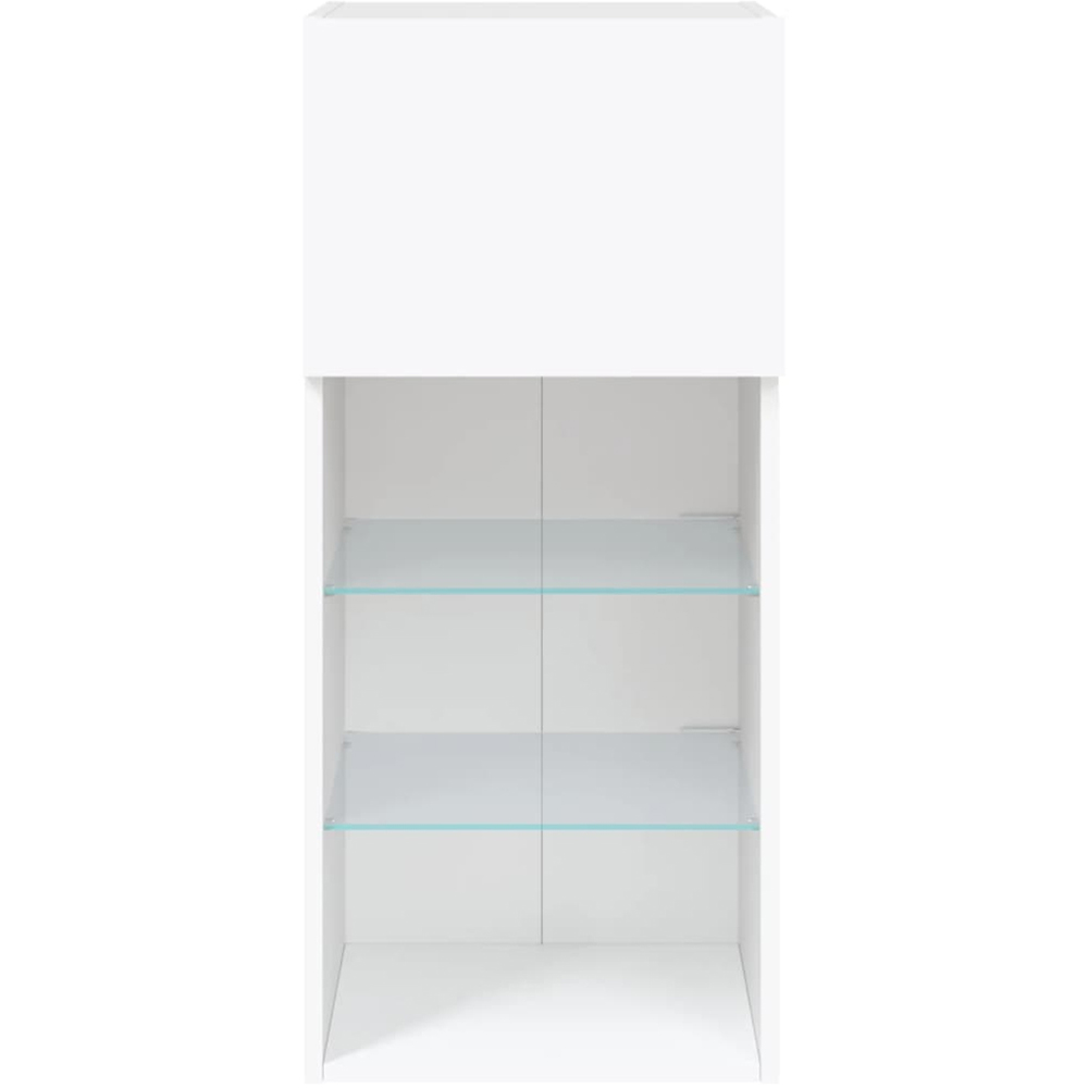 vidaXL Single Door 3 Shelf White Wooden TV Cabinet with LED Set of 2 Image 8