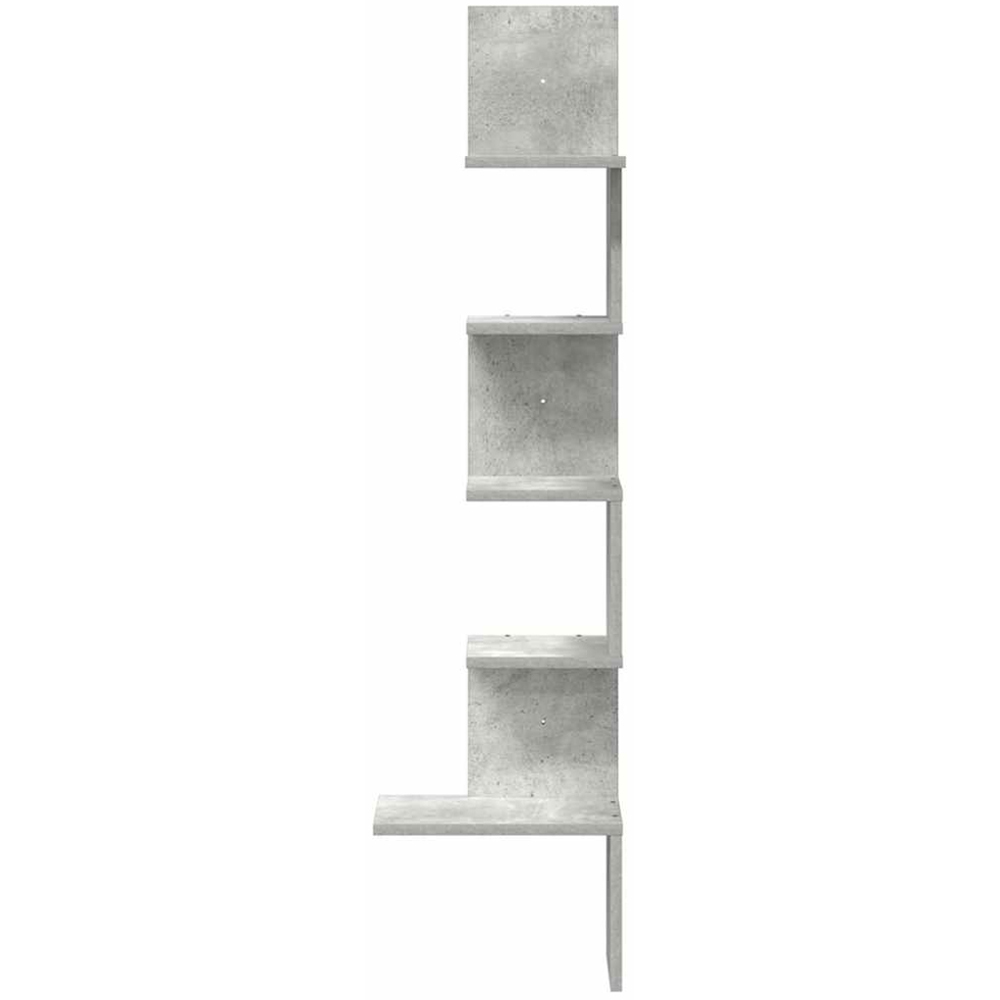 vidaXL 5 Shelf Concrete Grey Floating Corner Wall Shelf Image 2