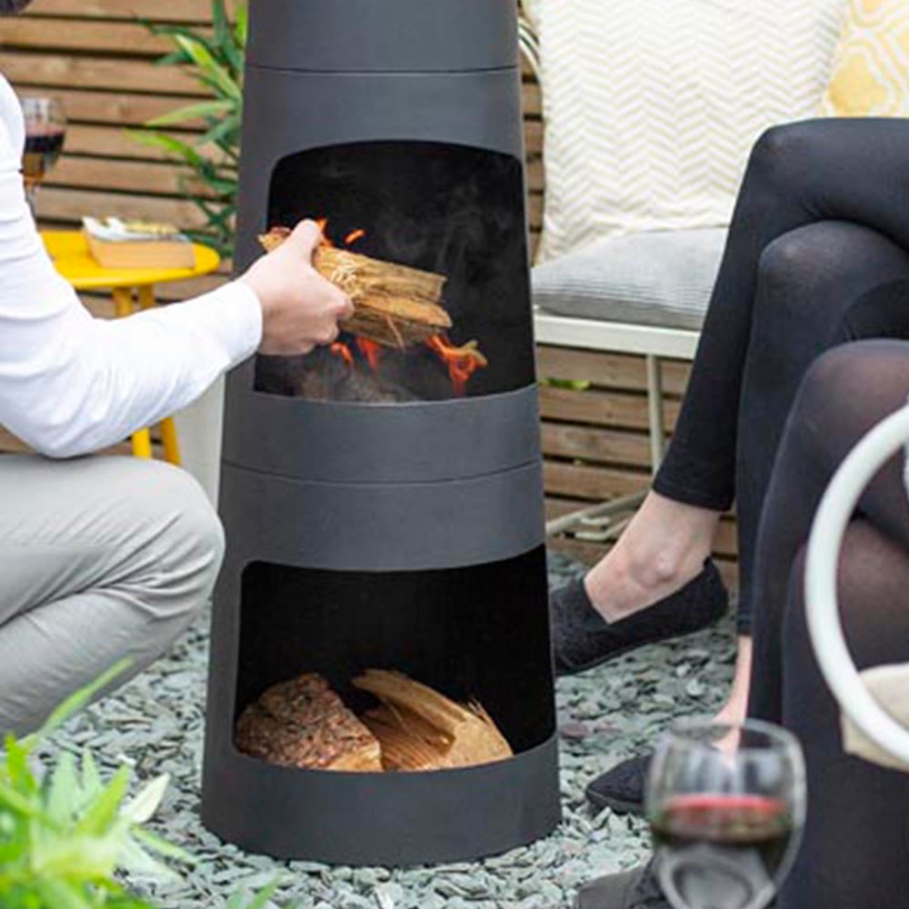 La Hacienda Circo 3-Piece Steel Chimenea in Black Image 2
