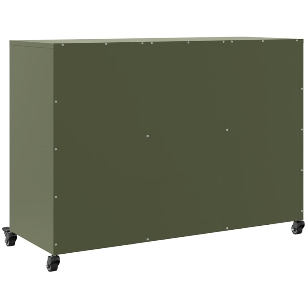 vidaXL 6 Door Olive Green Metal Sideboard with Wheels Image 8