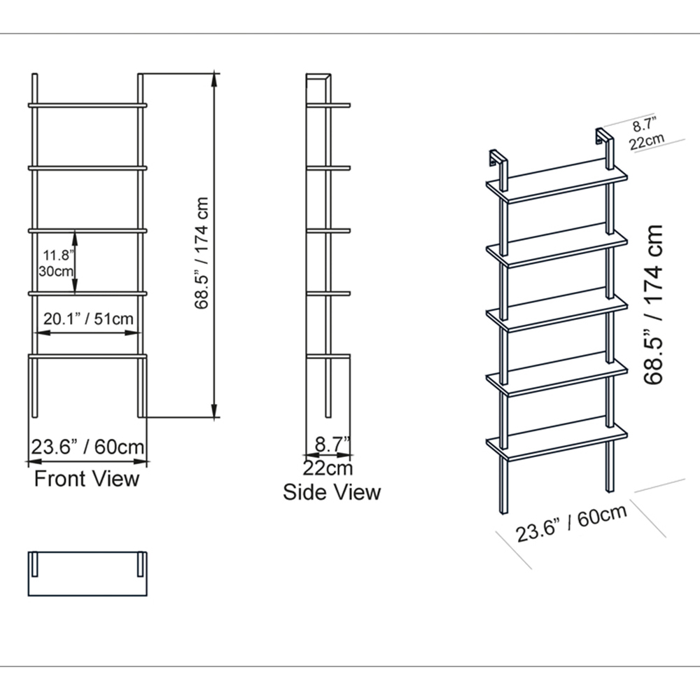 Decorotika Piante 5 Shelf Black and Oud Bookshelf Image 6