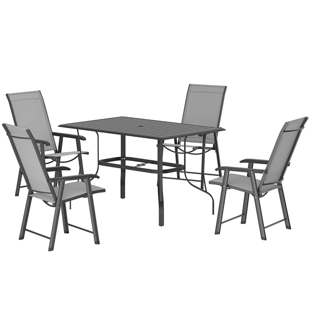 Living and Home Foldable 4 Seater Rectangular Slatted Patio Set Image 2