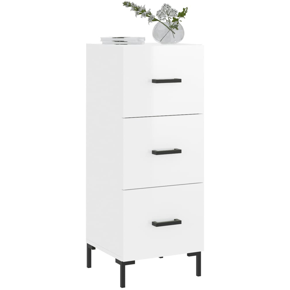vidaXL 3 Drawer High Gloss White Sideboard Image 3