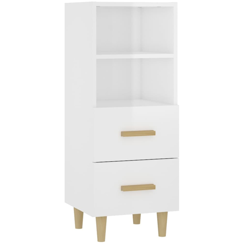 vidaXL 2 Drawer 2 Shelf High Gloss White Sideboard Image 2