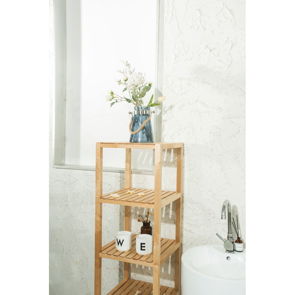 FurnitureHMD 4 Shelf Natural Birch Wood Bookcase Image 4