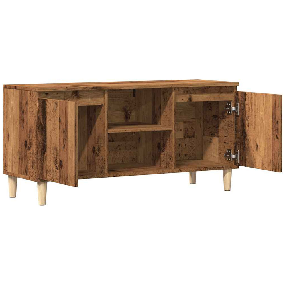 vidaXL 2 Door 2 Shelf Old Oak TV Cabinet with Wooden Legs Image 8