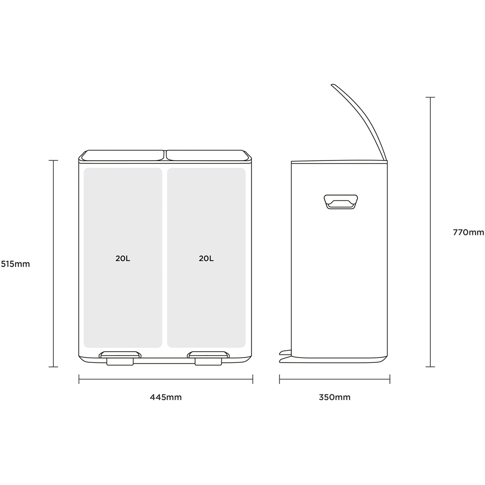 Charles Bentley 2 Compartment Grey Kitchen Pedal Bin 40L Image 9