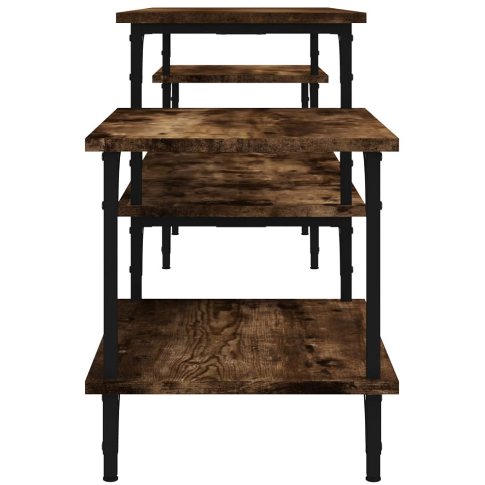 vidaXL 3 Open Shelf Smoked Oak Wide TV Cabinet with Adjustable Legs Image 6