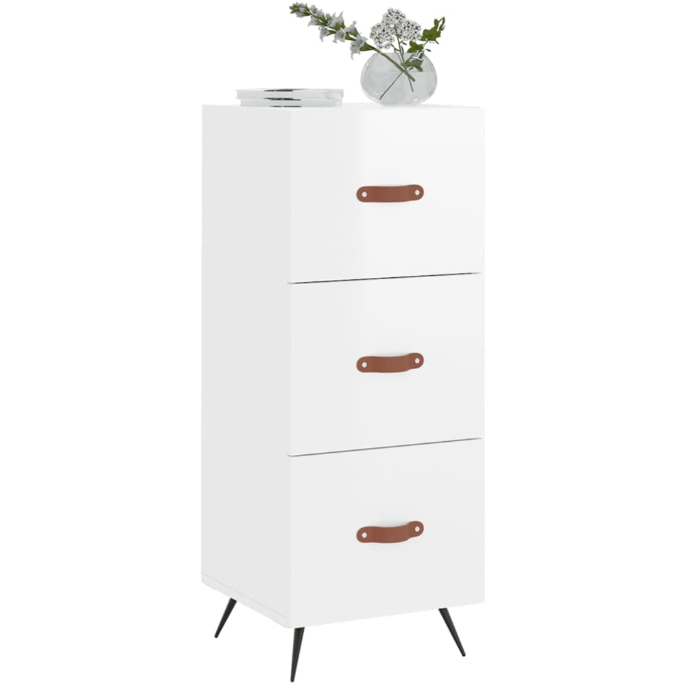 vidaXL 3 Drawer High Gloss White Sideboard Image 3