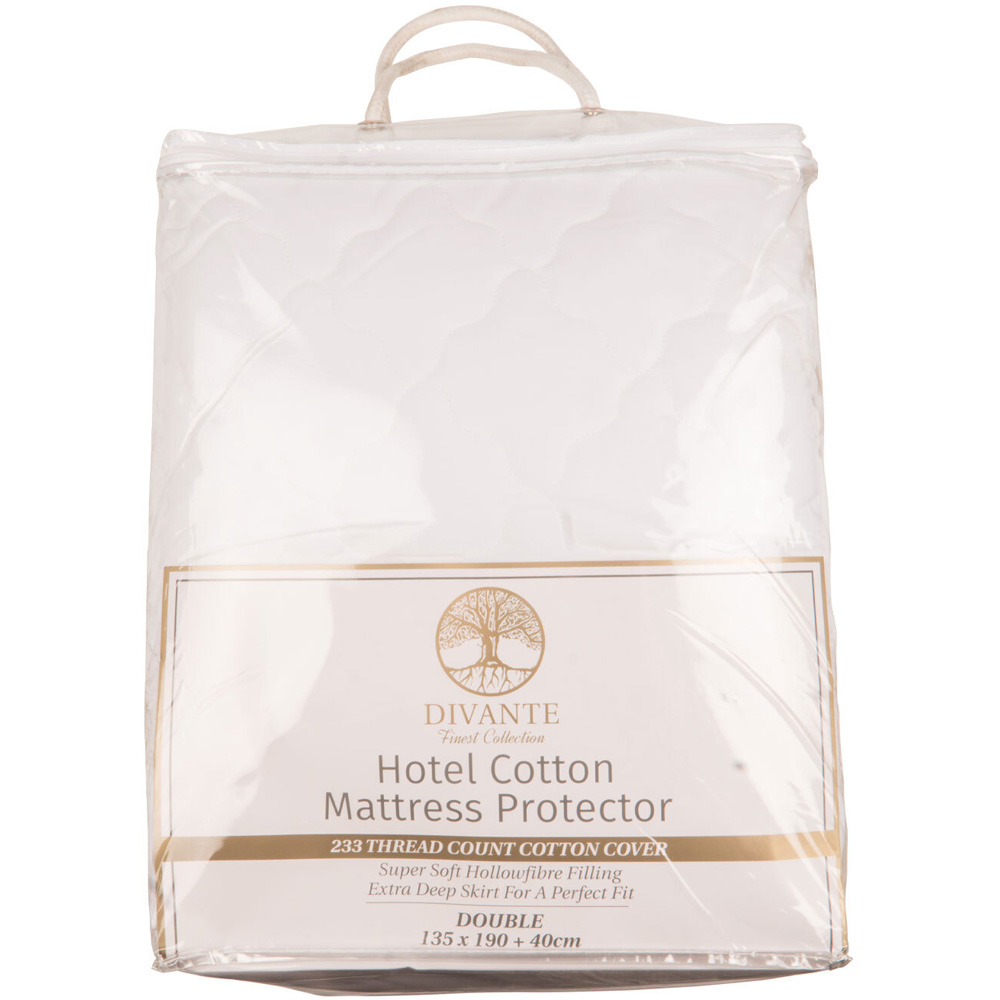 Divante Finest Hotel Double White Cotton Mattress Protector Image