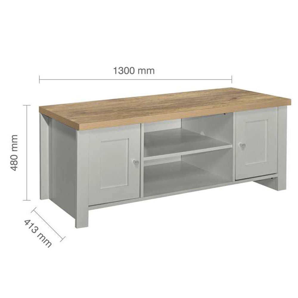 Highgate 2 Door 2 Shelf Grey Oak Large TV Unit Image 8