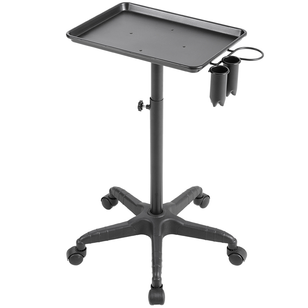 H&O Direct Adjustable Black Salon Tray Cart with Wheels Image 1
