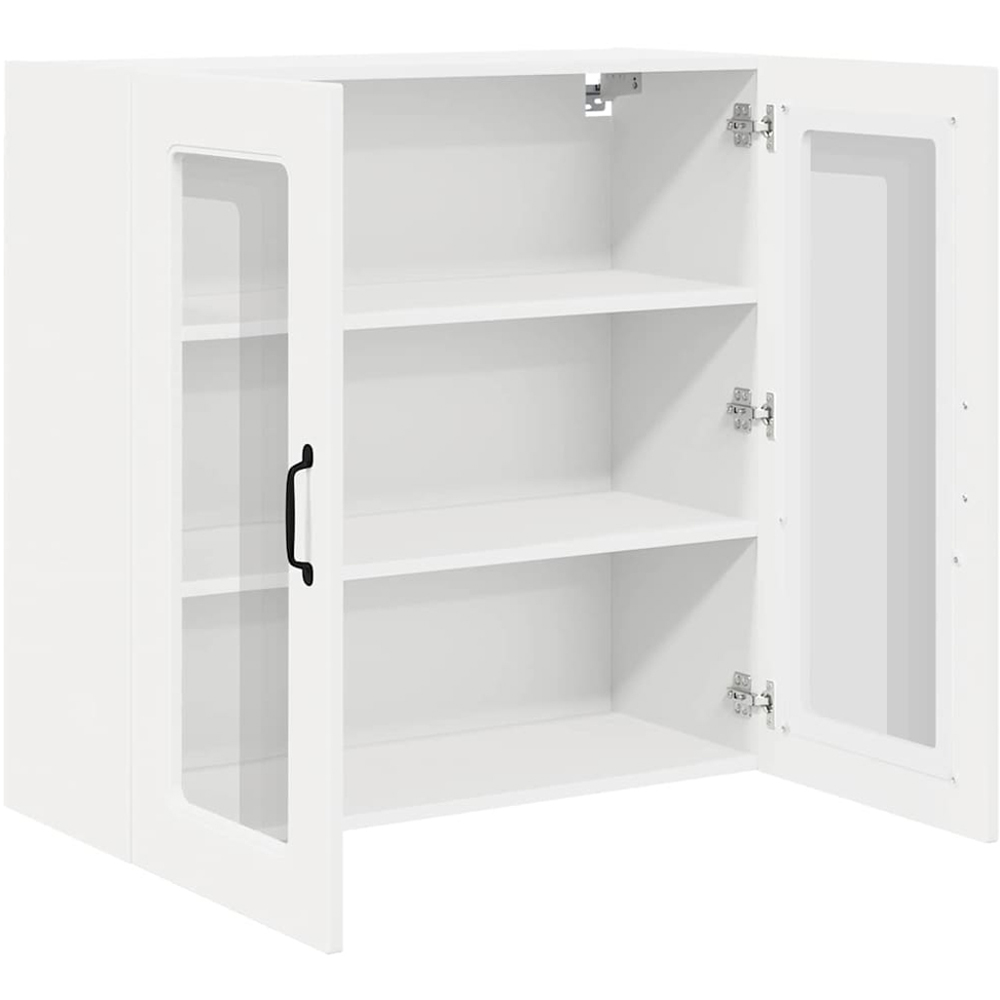 vidaXL 2 Glass Door White Kitchen Wall Cabinet Image 5