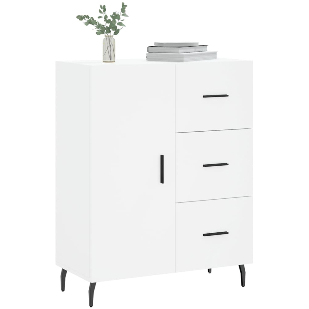 vidaXL Single Door 3 Drawer White Sideboard Image 3