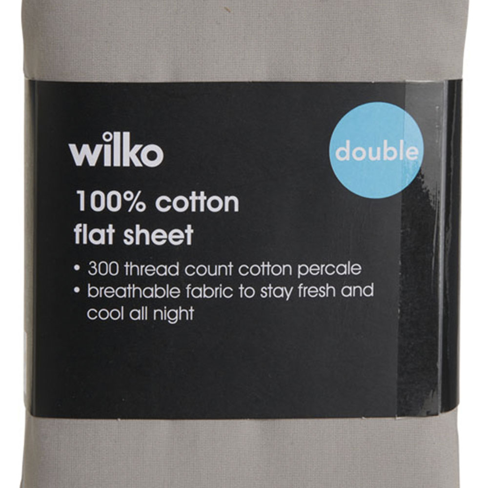 Wilko Best Silver 300 Thread Count Double Percale Flat Sheet Image 3