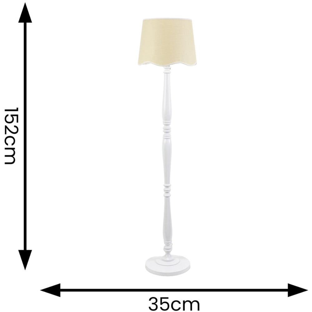 ValueLights Victoria Scallop White Edge Shade White Wood LED Floor Lamp Image 6