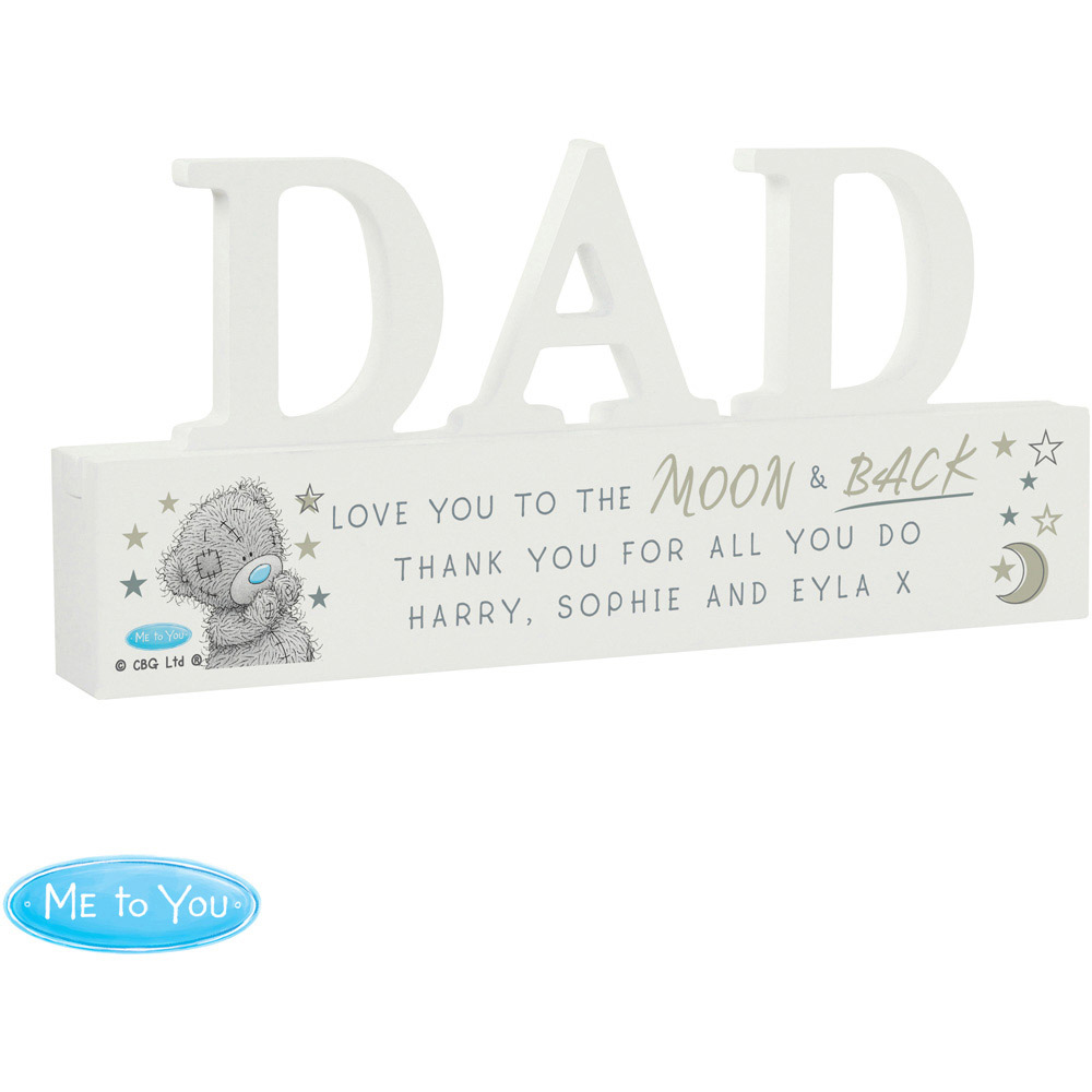 Personalised Memento Company Personalised Dad Me To You Moon and Back Wooden Ornament Image 3