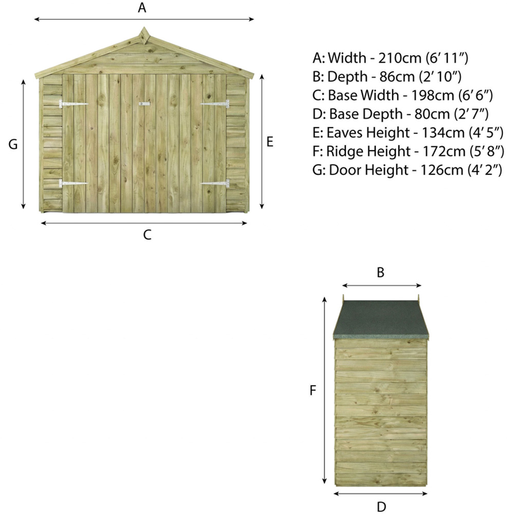 Mercia 3 x 7ft Double Door Overlap Apex Wooden Bike Storage Shed Image 9