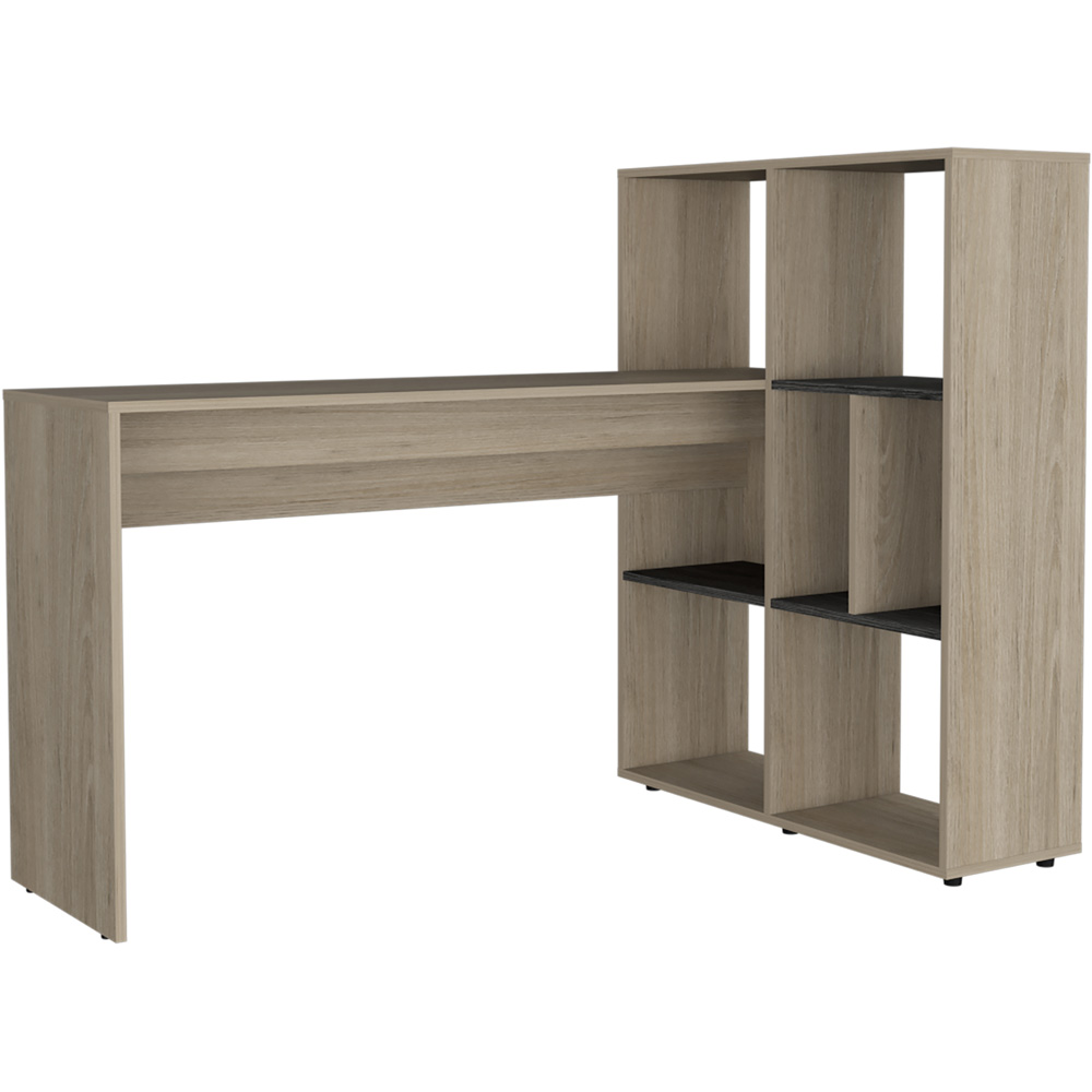 Core Products Harvard 5 Shelf Washed Oak and Carbon Grey Desk with Bookcase Image 2