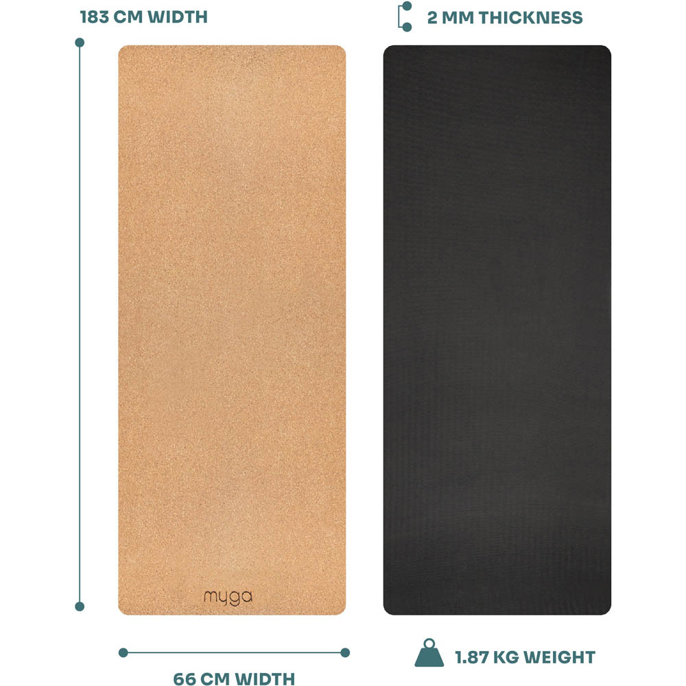 Myga Dusty Pink Cork Yoga Mat with 2 Cork Blocks and Strap Image 4