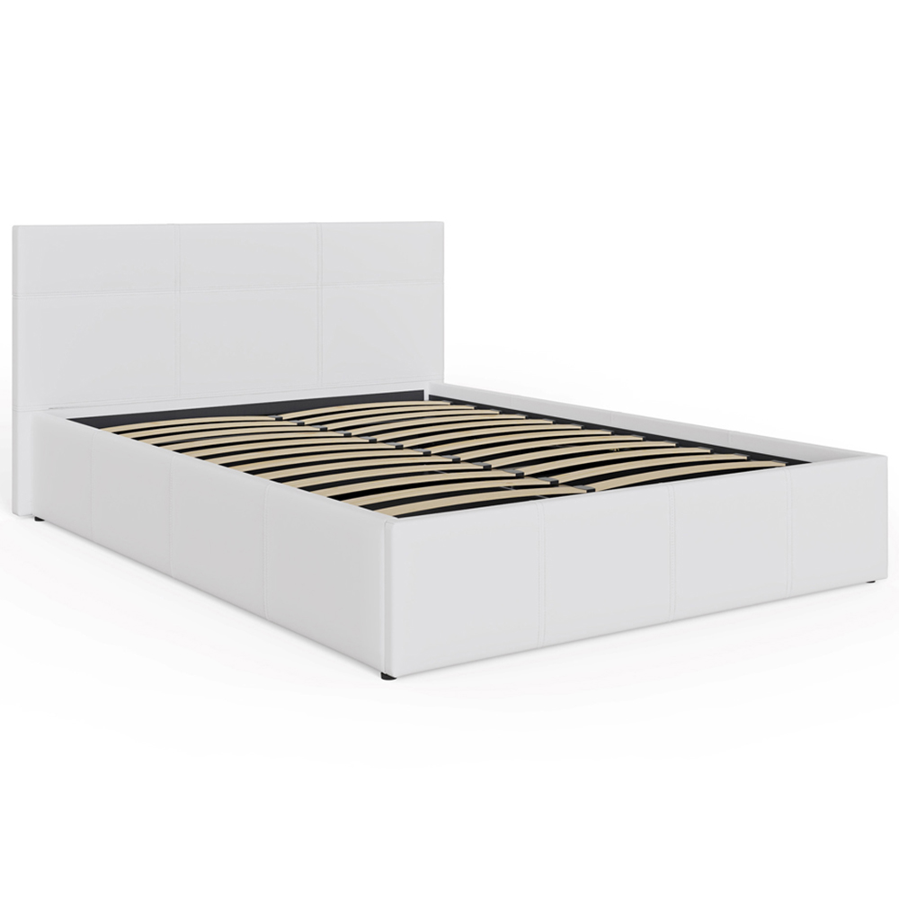 GFW Double White Faux Leather End Lift Ottoman Bed with Bonnell Mattress Image 3