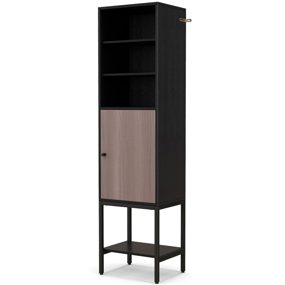 Costway Single Door 4 Shelf Black Tall Storage Cabinet Image 2