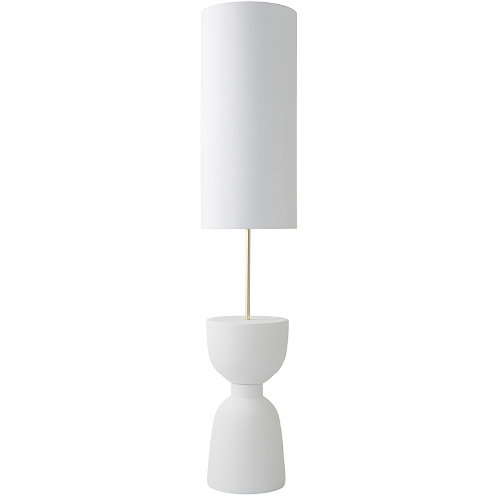 ValueLights Esme Linen Tall Lamp Shade Ceramic Table Base Midi LED Floor Lamp Image 1