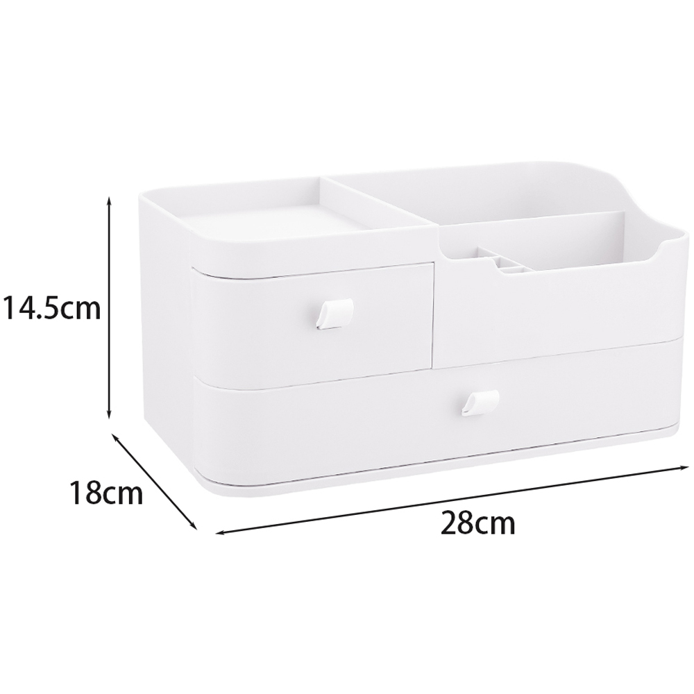 Living and Home 2 Drawer White Plastic Desktop Makeup Organiser Image 8