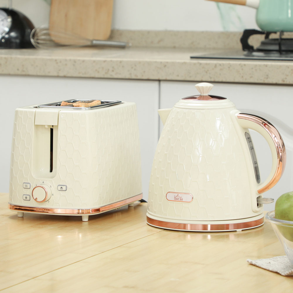 HOMCOM 800-181V70BG Beige 1.7L Kettle and 2 Slice Toaster Set Image 2