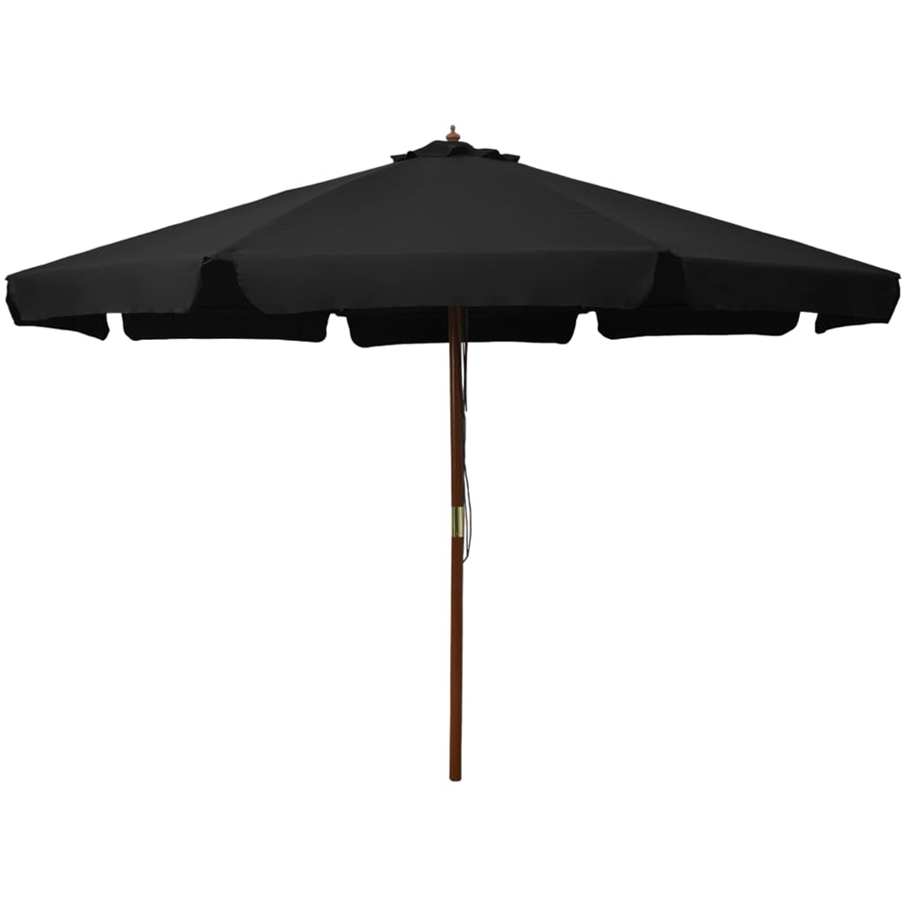 vidaXL Black Garden Parasol with Wooden Pole 3.3m Image 1