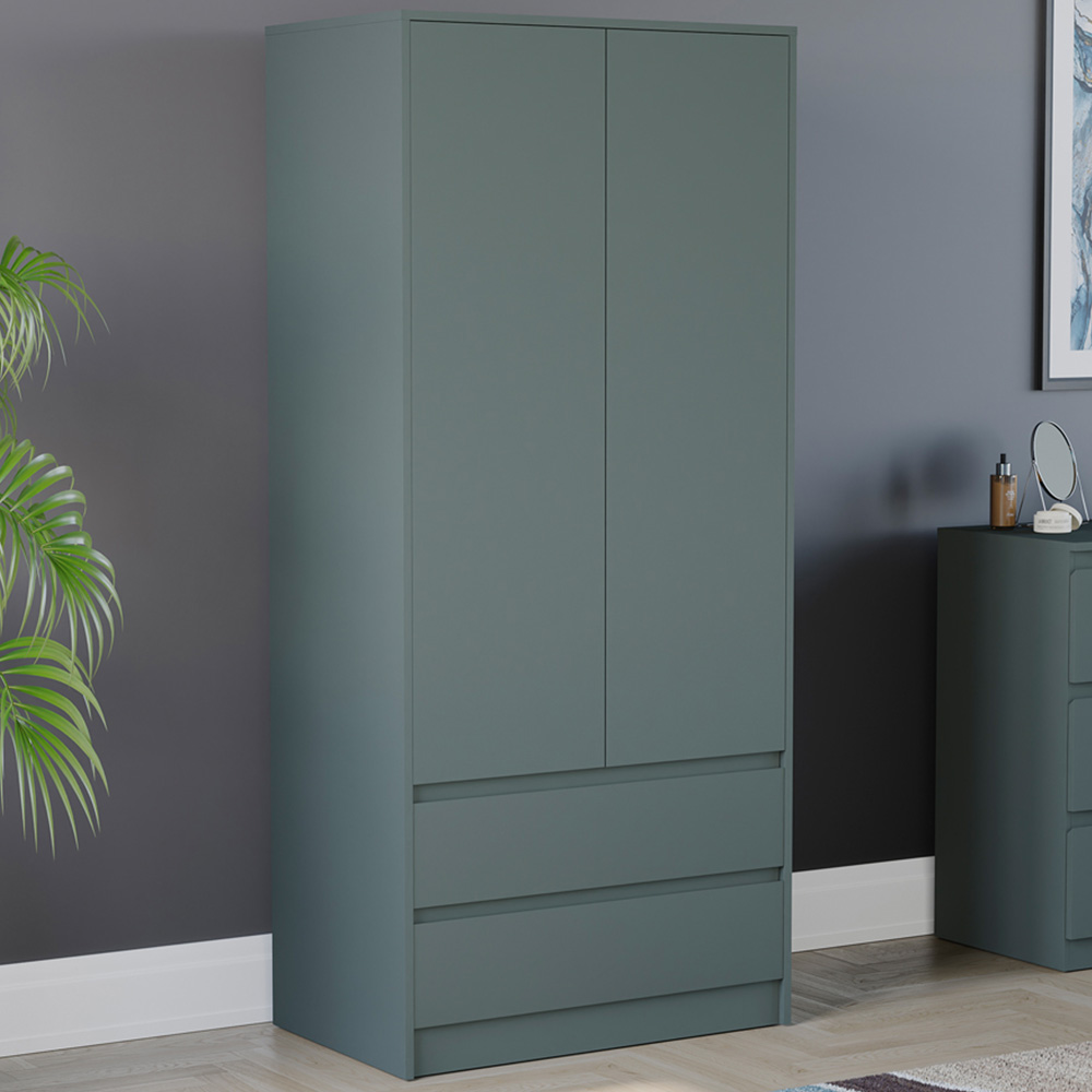 Vida Designs Denver Jasper Green 2 Door 2 Drawer Wardrobe Image 1