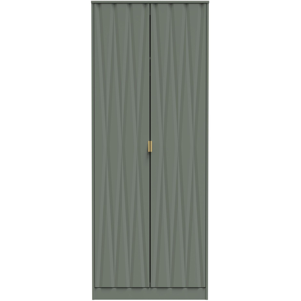 Crowndale Diamond Ready Assembled 2 Door Reed Green Tall Double Wardrobe Image 3