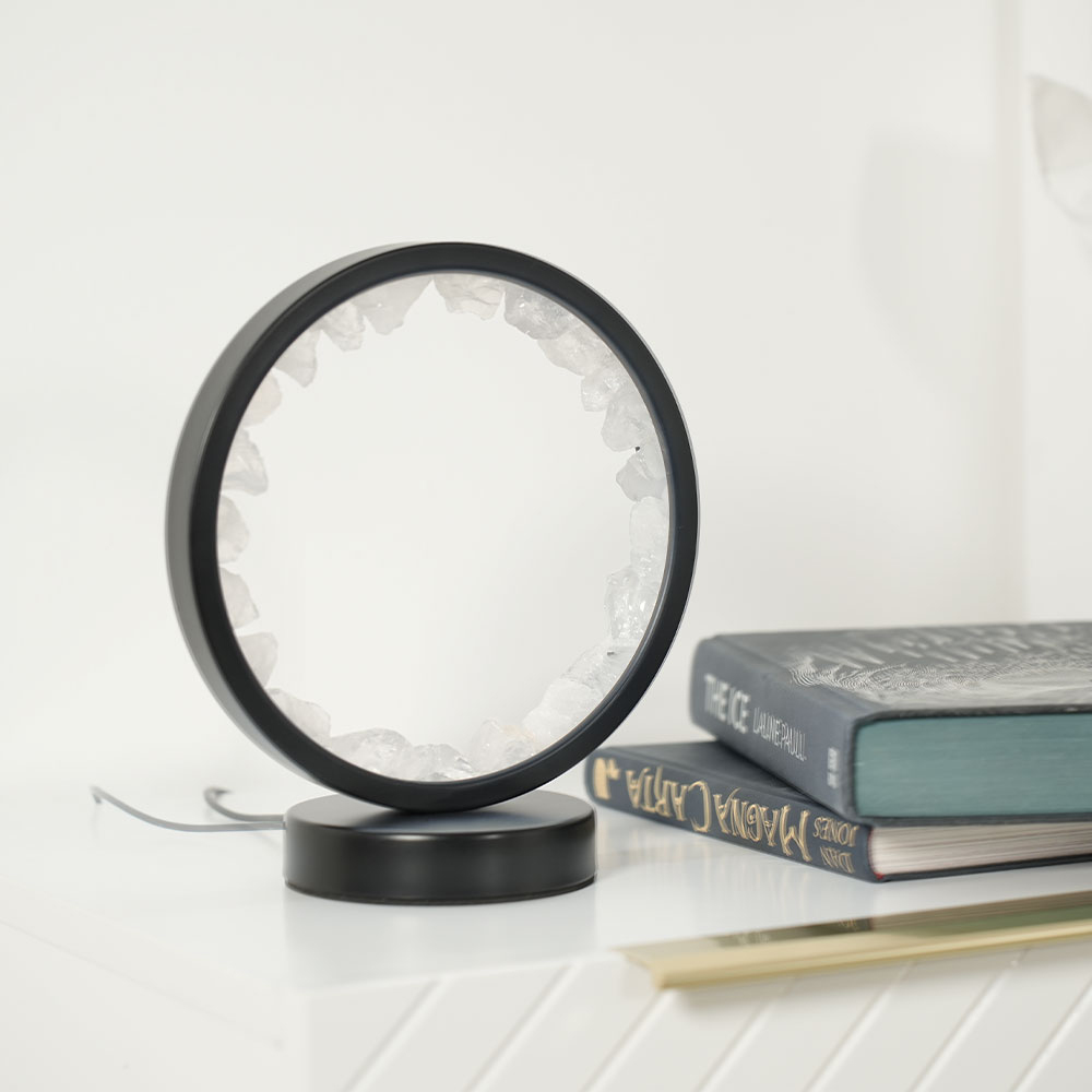 ValueLights Crystal Wellness Black Lamp with Clear Quartz and Cool White LEDs Image 3