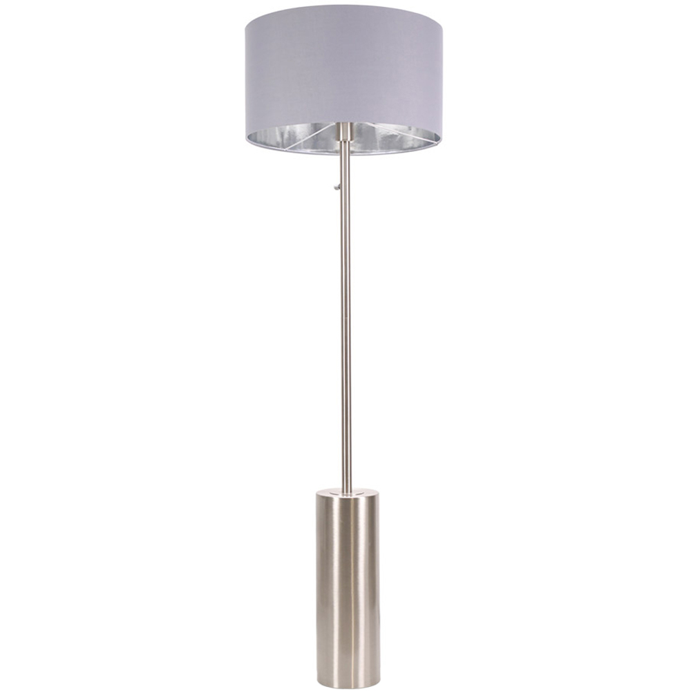 ValueLights Lexy Grey and Chrome Shade Chrome LED Floor Lamp Image 1