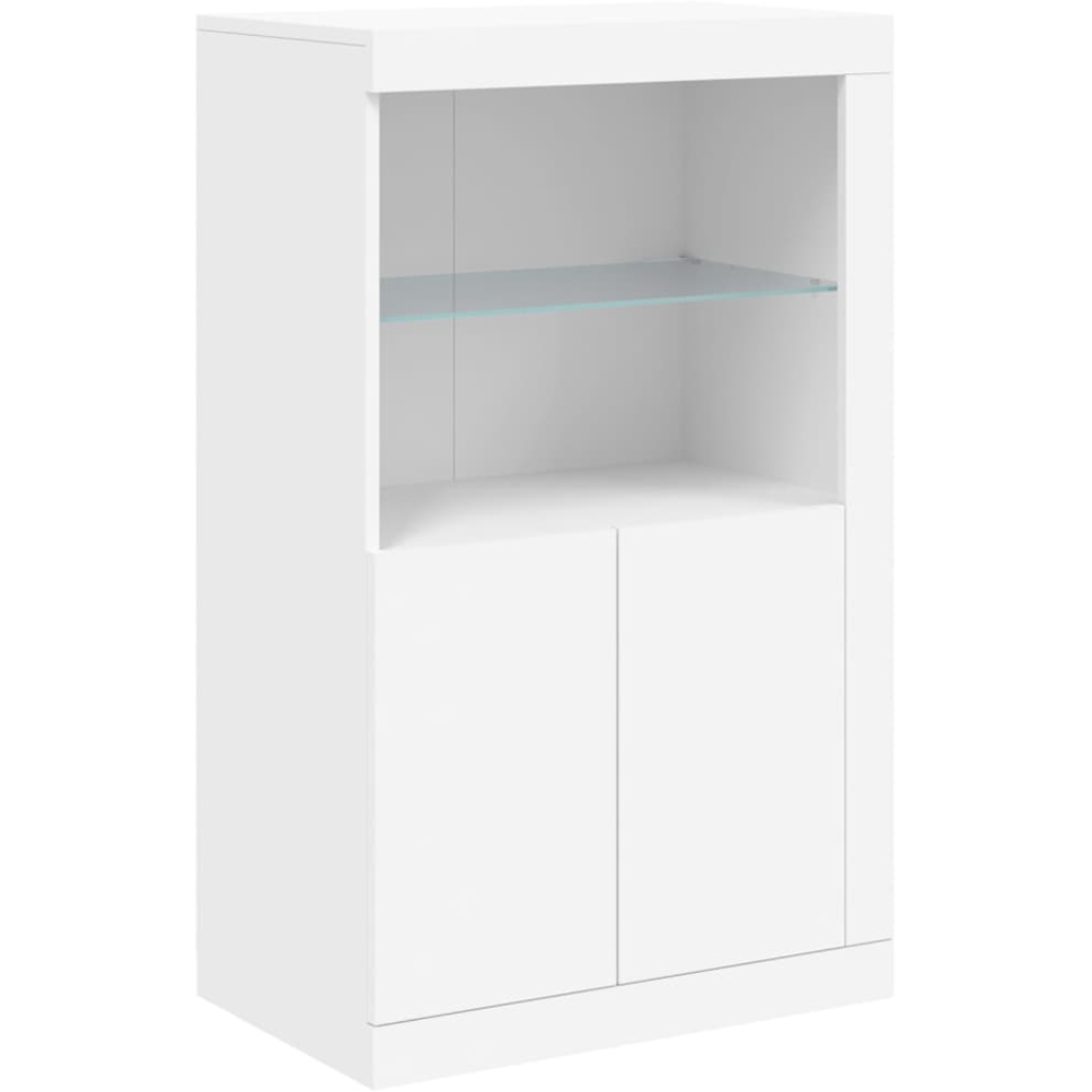 vidaXL 4 Door 3 Shelf White LED Sideboard Image 7