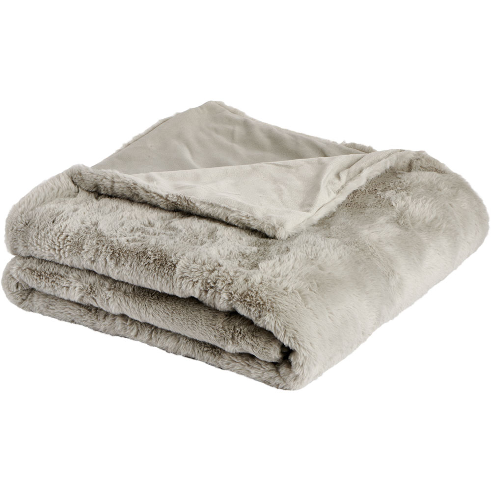 Wilko Grey Faux Fur Throw Ink 130 x 170cm Wilko