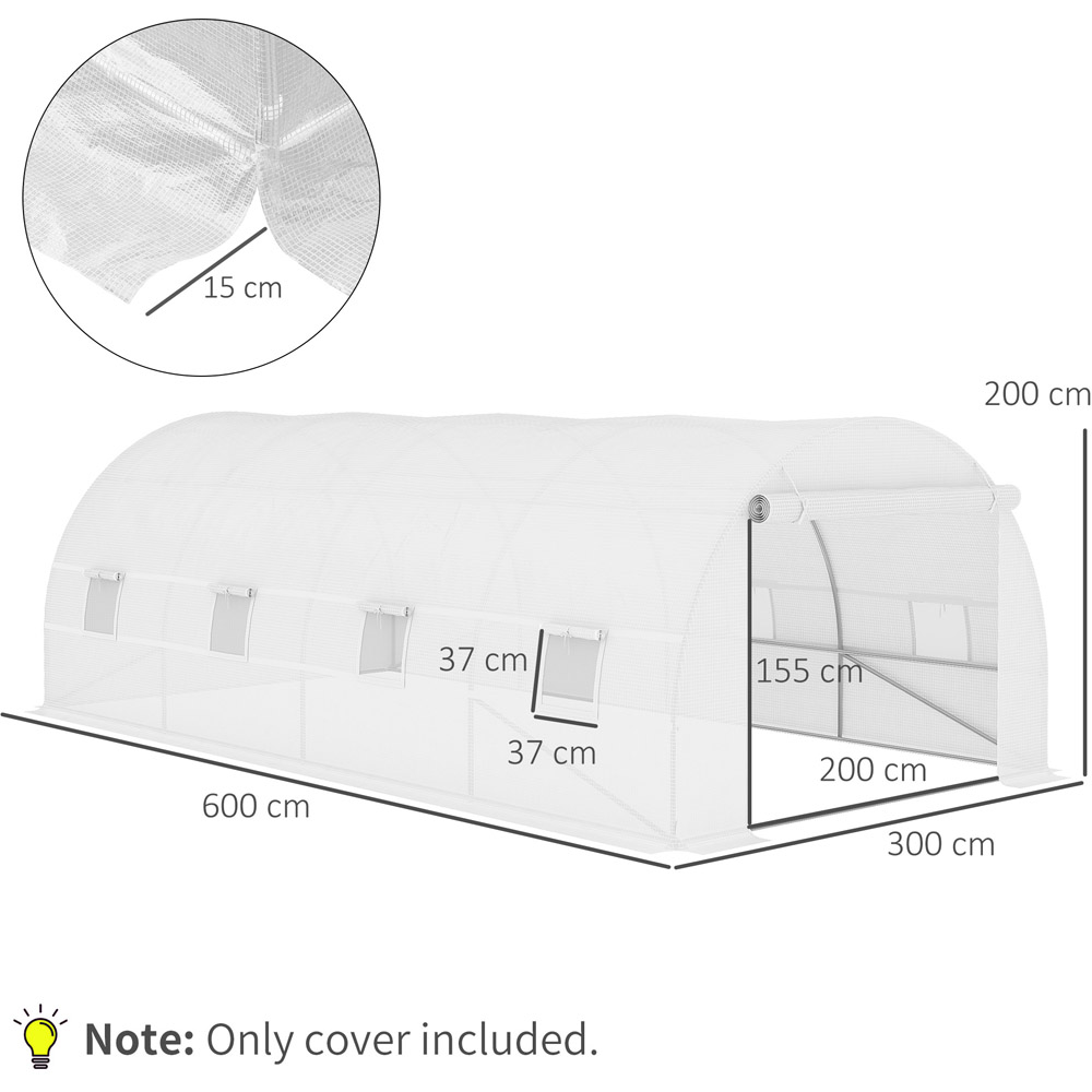 Outsunny 19.6 x 9.8 x 6.5ft White Replacement Greenhouse Cover Image 7