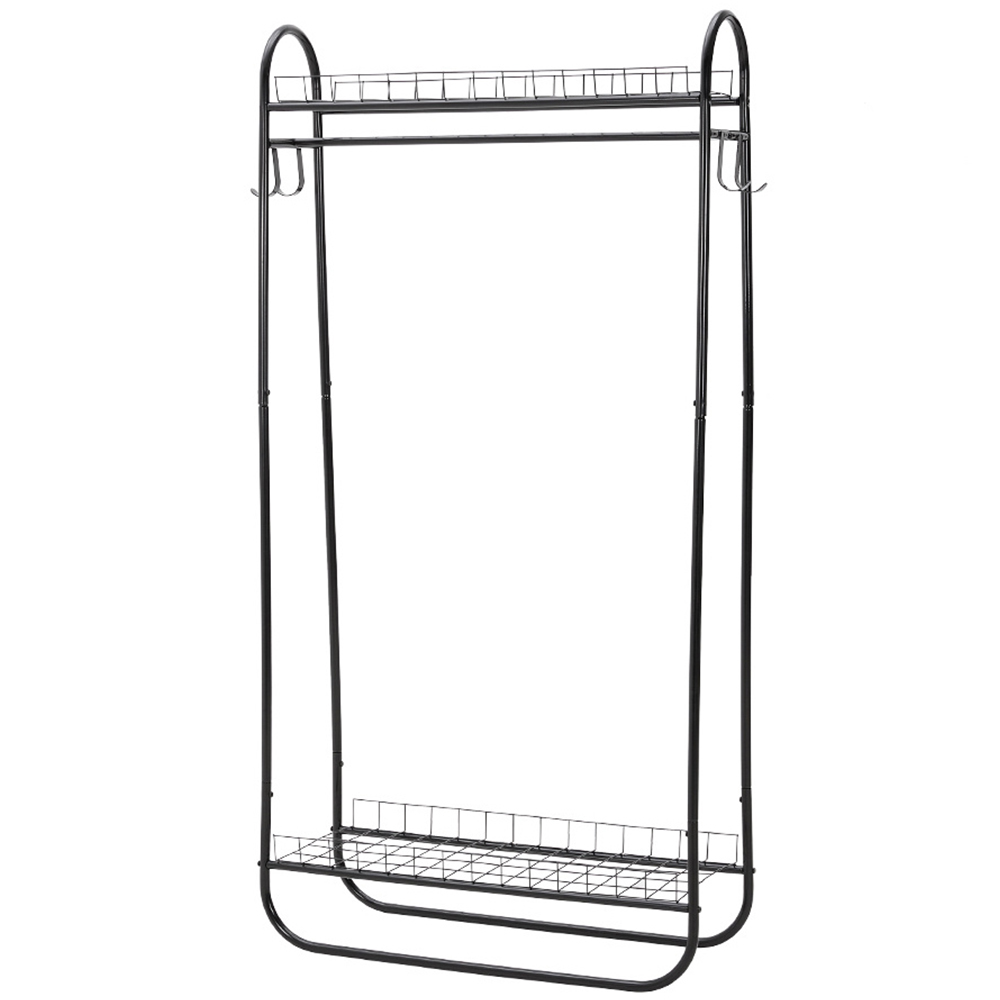 H&O Direct Metal Clothing Rack with Basket Image 1