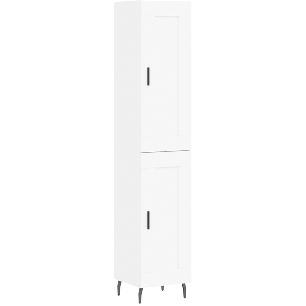 vidaXL 2 Door 6 Shelf White Tall Highboard with Metal Legs Image 2