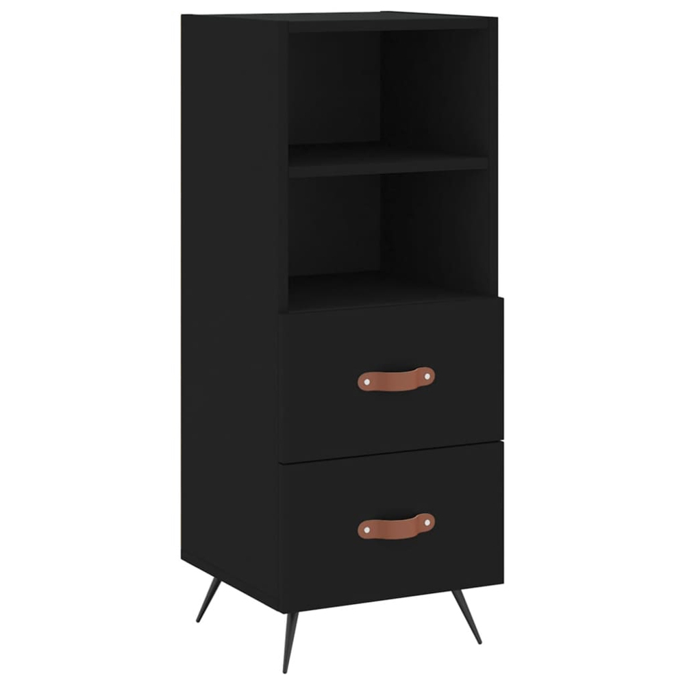 vidaXL 2 Drawer Single Shelf Black Sideboard Image 2