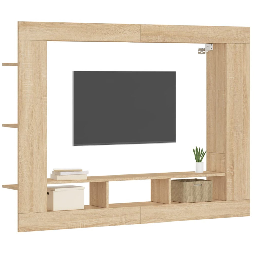 vidaXL 3 Open Shelf Sonoma Oak Wall Mounted TV Cabinet Image 3