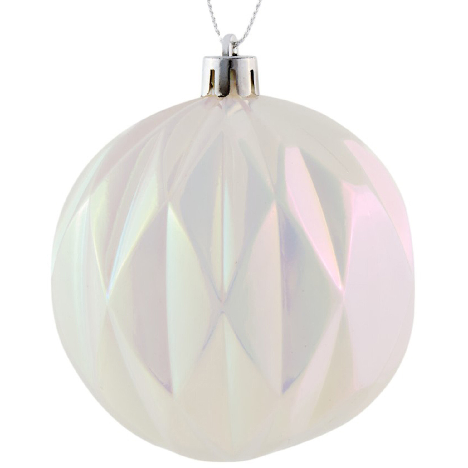 Pack of 4 Iridescent Baubles White Image 2