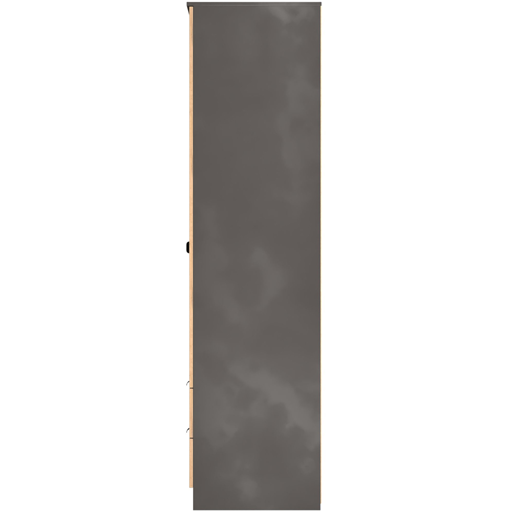 Crowndale Bora 2 Door 2 Drawer Gold Oak and Graphite Tall Double Wardrobe Image 3