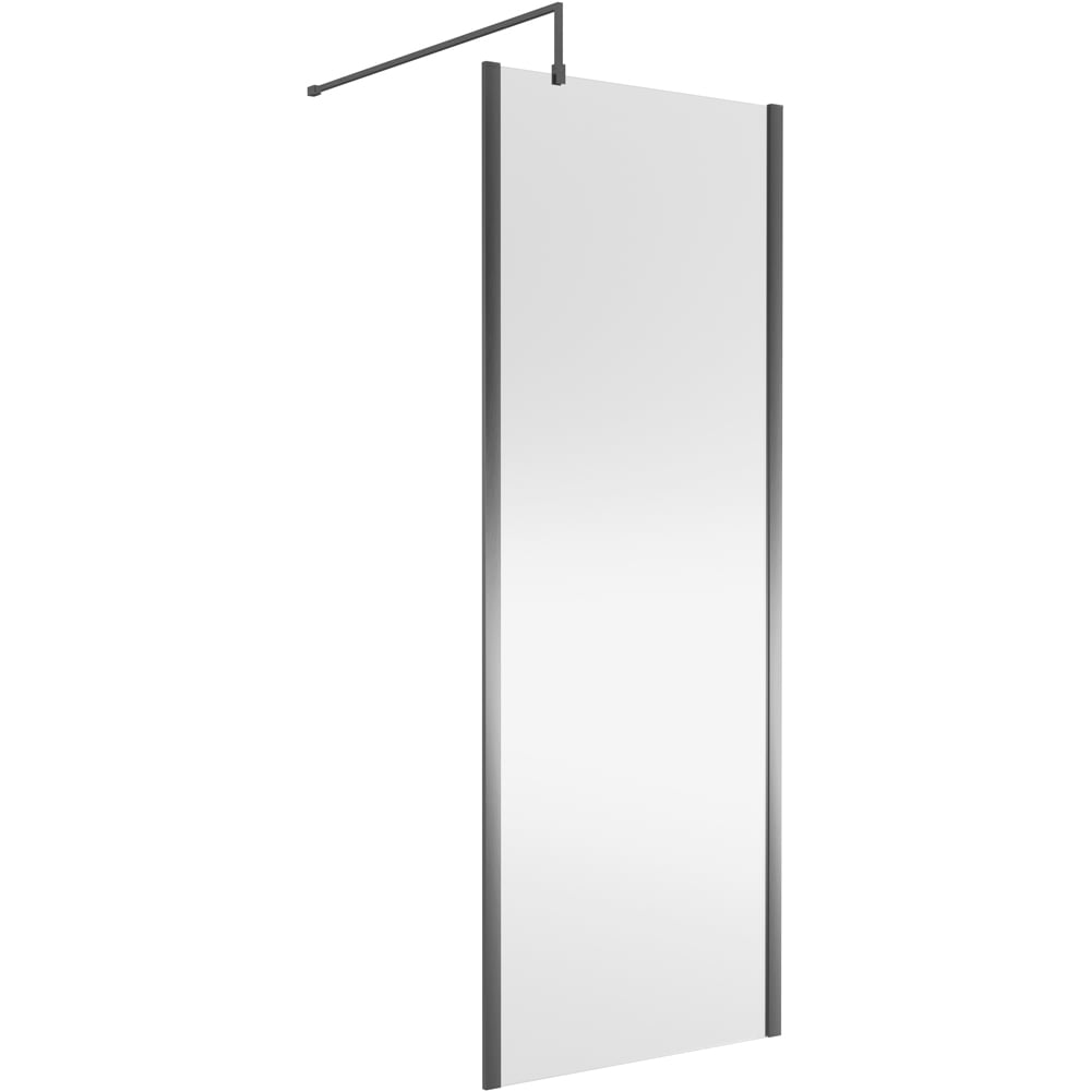 nuie Brushed Pewter Outer Frame Wetroom Screen 1850x760mm Image 1