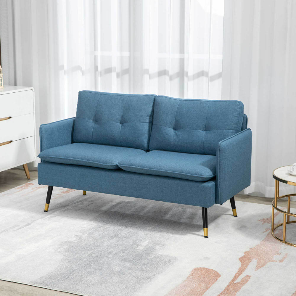 Portland 2 Seater Blue Button Tufted Sofa Image 7